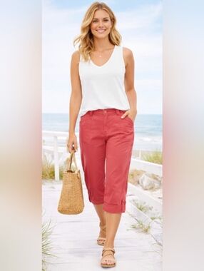 Aventura Arden Capri Pants Size 10 Large Organic Cotton Stretch Outdoor Casual